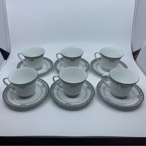 Noritake Legendary Lunceford Cups & Saucers Set Of 6